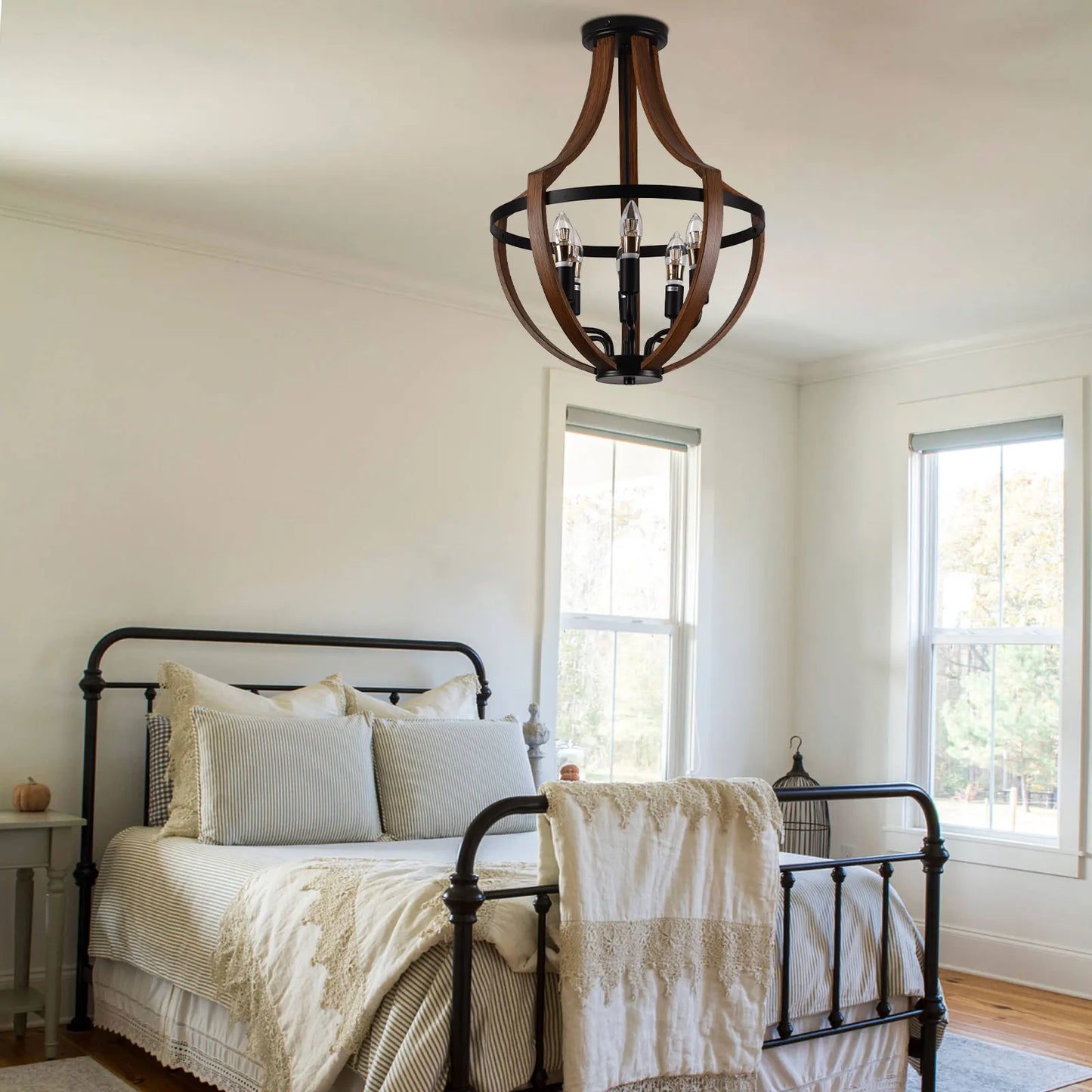 Modern Rustic Wooden Pendant Light Fixture For Dining Room