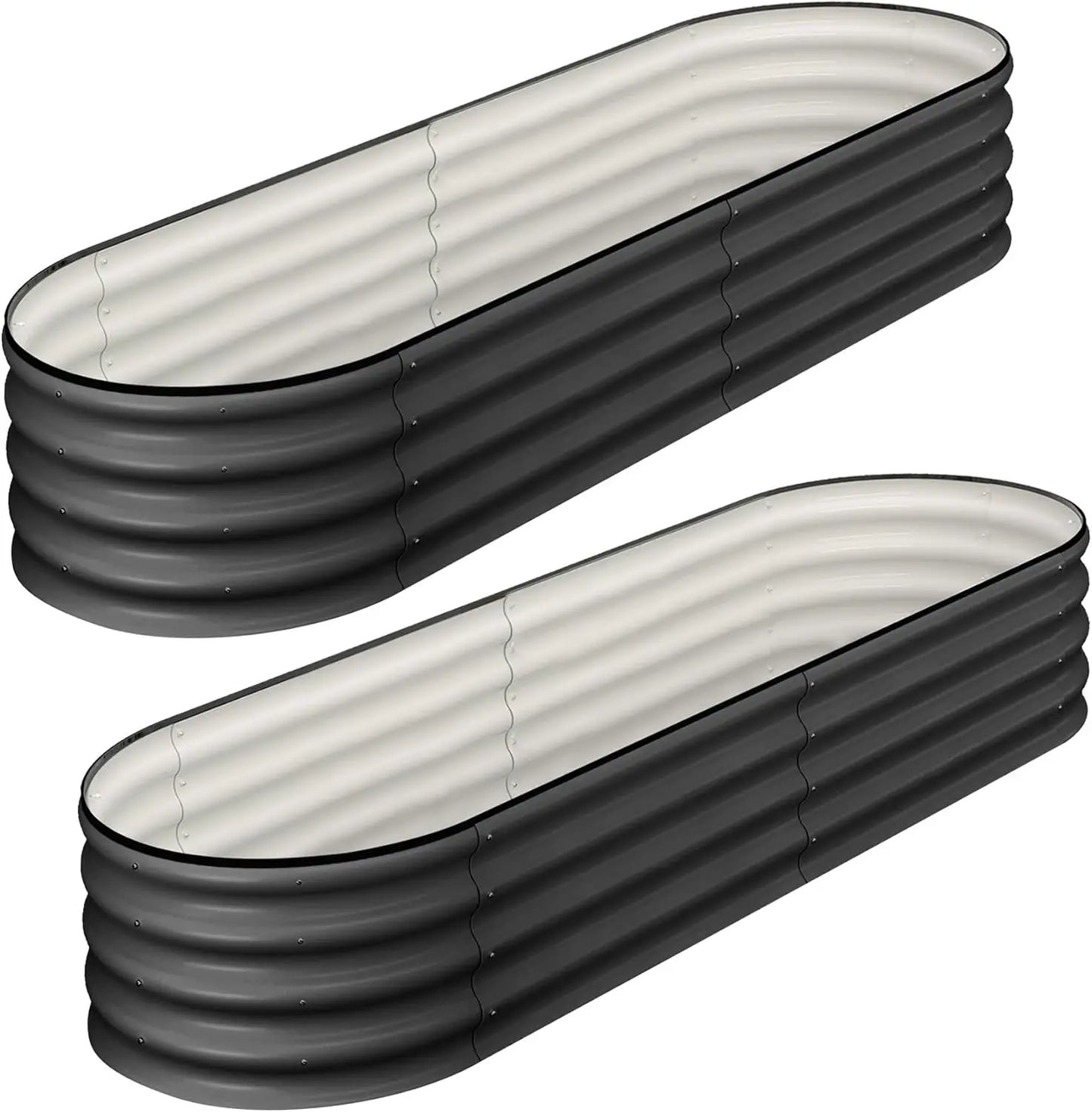 HiMISS Galvanized Oval Raised Garden Bed with Open-Ended Base