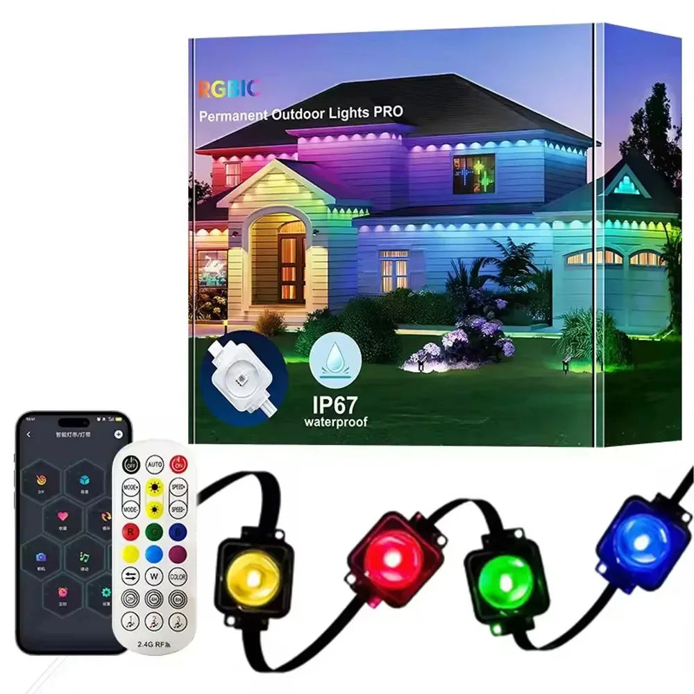 Mimirgb Waterproof Led Eave String Lights With Remote App Control