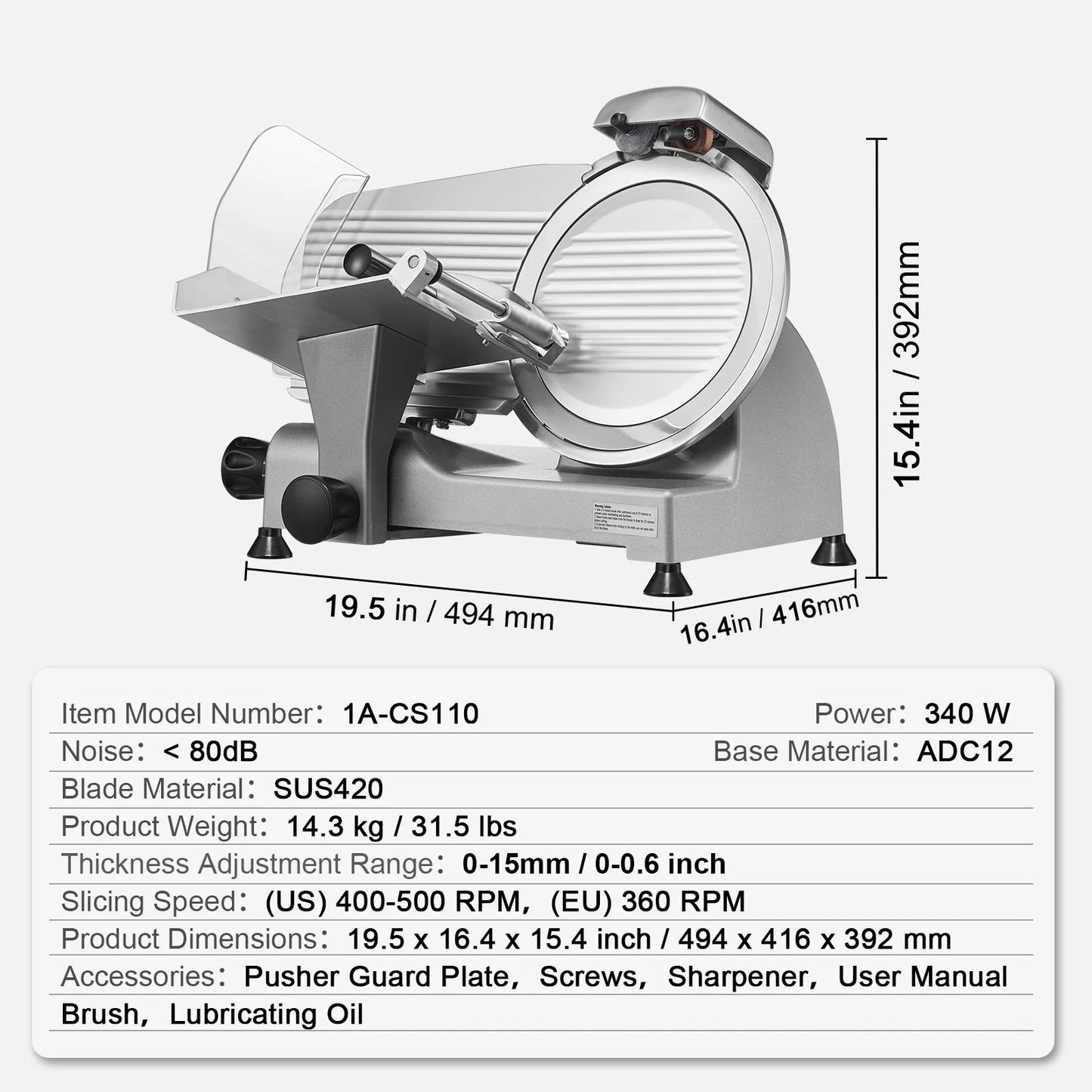 SucceBuy Electric Meat Slicer With Adjustable Thickness Settings