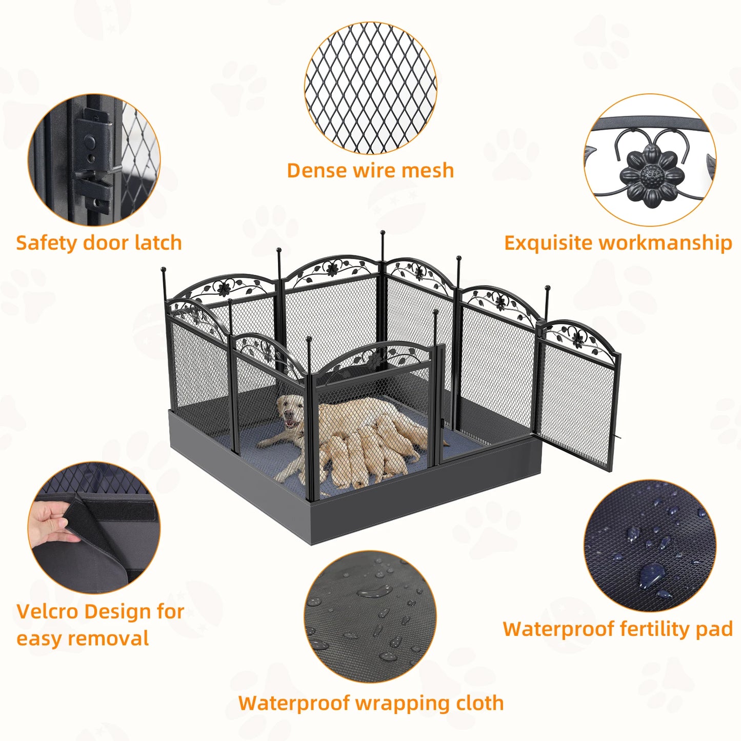 BINGOPAW 8-Panel Heavy Duty Metal Dog Playpen With Gate