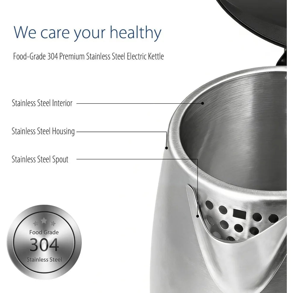 Stainless Steel Electric Kettle Featuring Auto Shut Off Protection