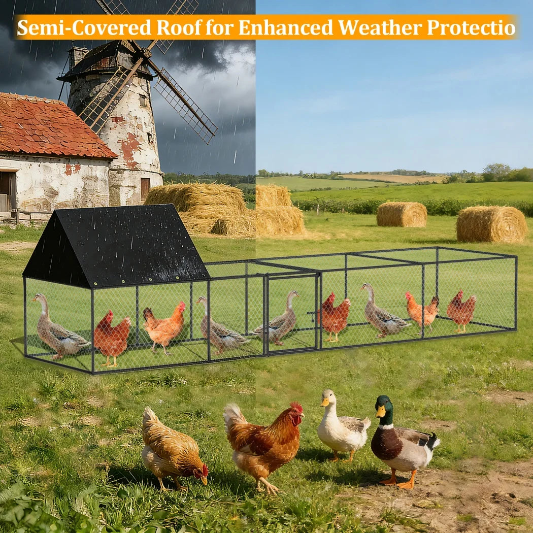 Borwart Large Outdoor Chicken Coop Cage With Nylon Netting