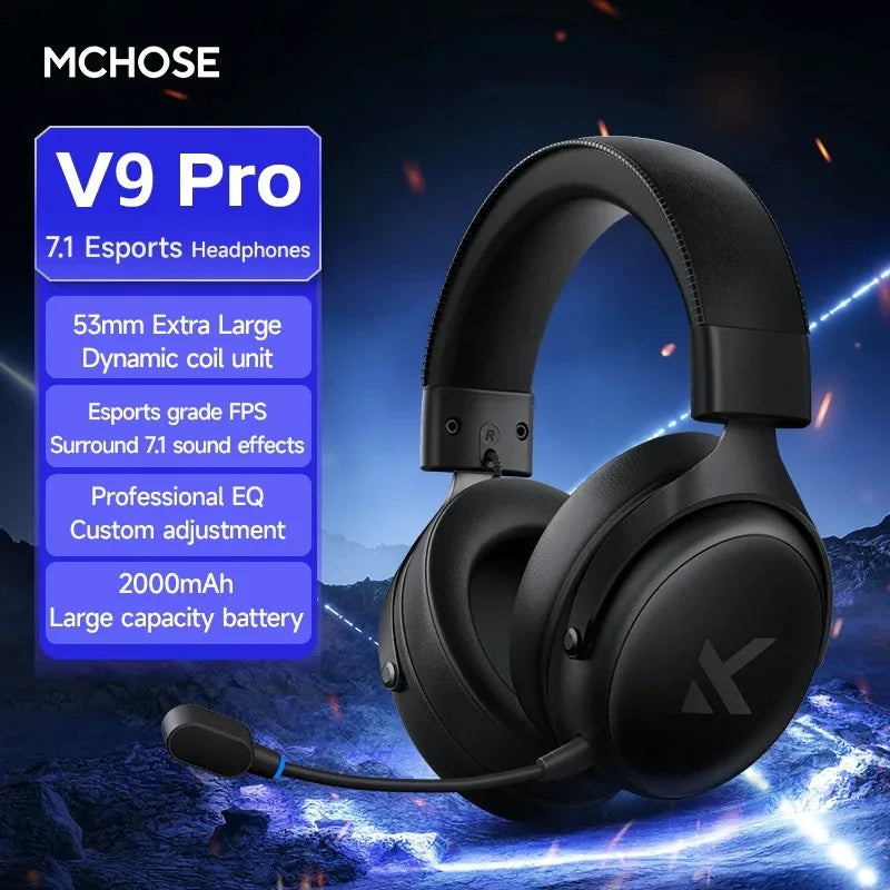 MCHOSE V9 Pro Wireless Gaming Headset With 7.1 Surround Sound