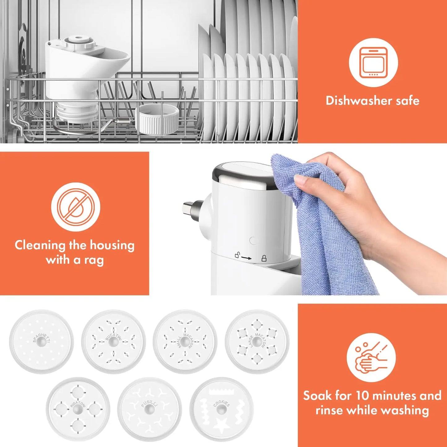 Pasta Press Attachment for Stand Mixers with Interchangeable Plates