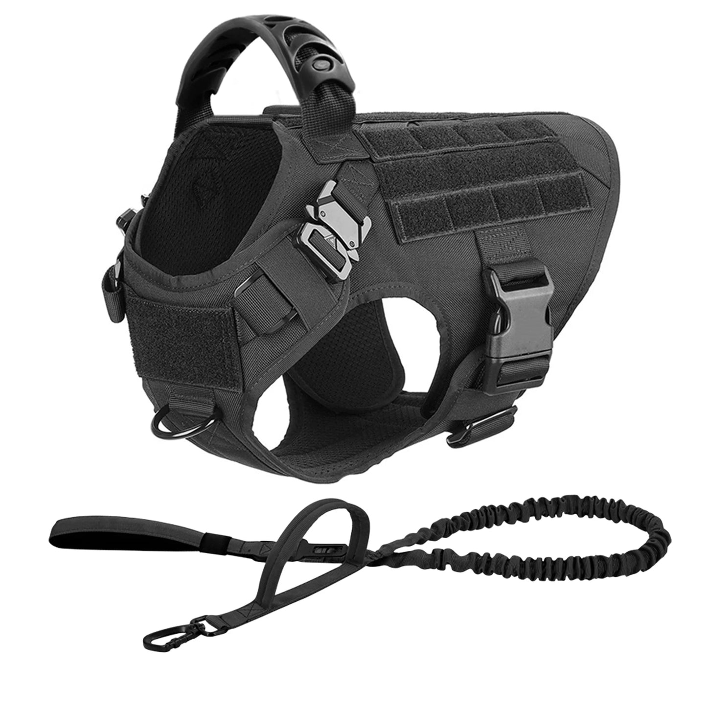 Tactical Dog Harness Leash Set For Large Dogs Military Training Vest No Pull
