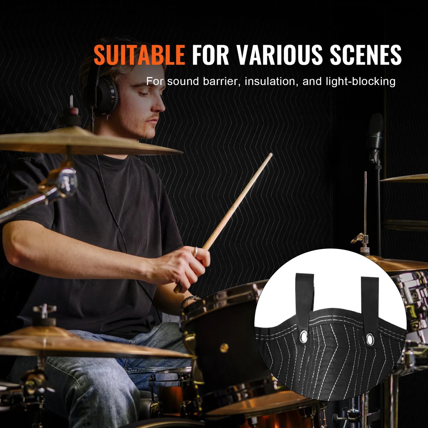 SucceBuy Studio Acoustic Sound Dampening Blanket With Door Grommets
