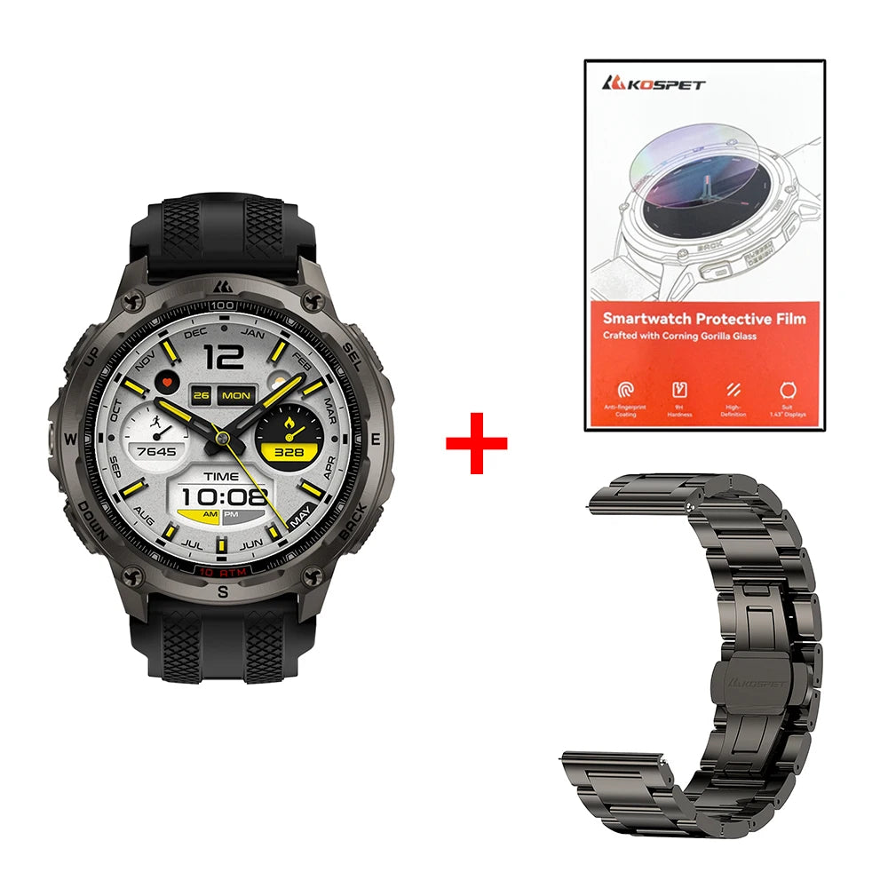 KOSPET Tank T4 GPS Smartwatch With Waterproof Heart Rate Monitor