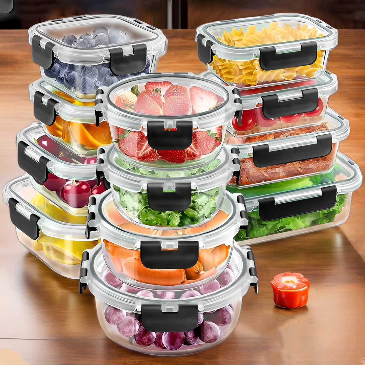 12 Piece Glass Lunch Box Set With Airtight BPA Free