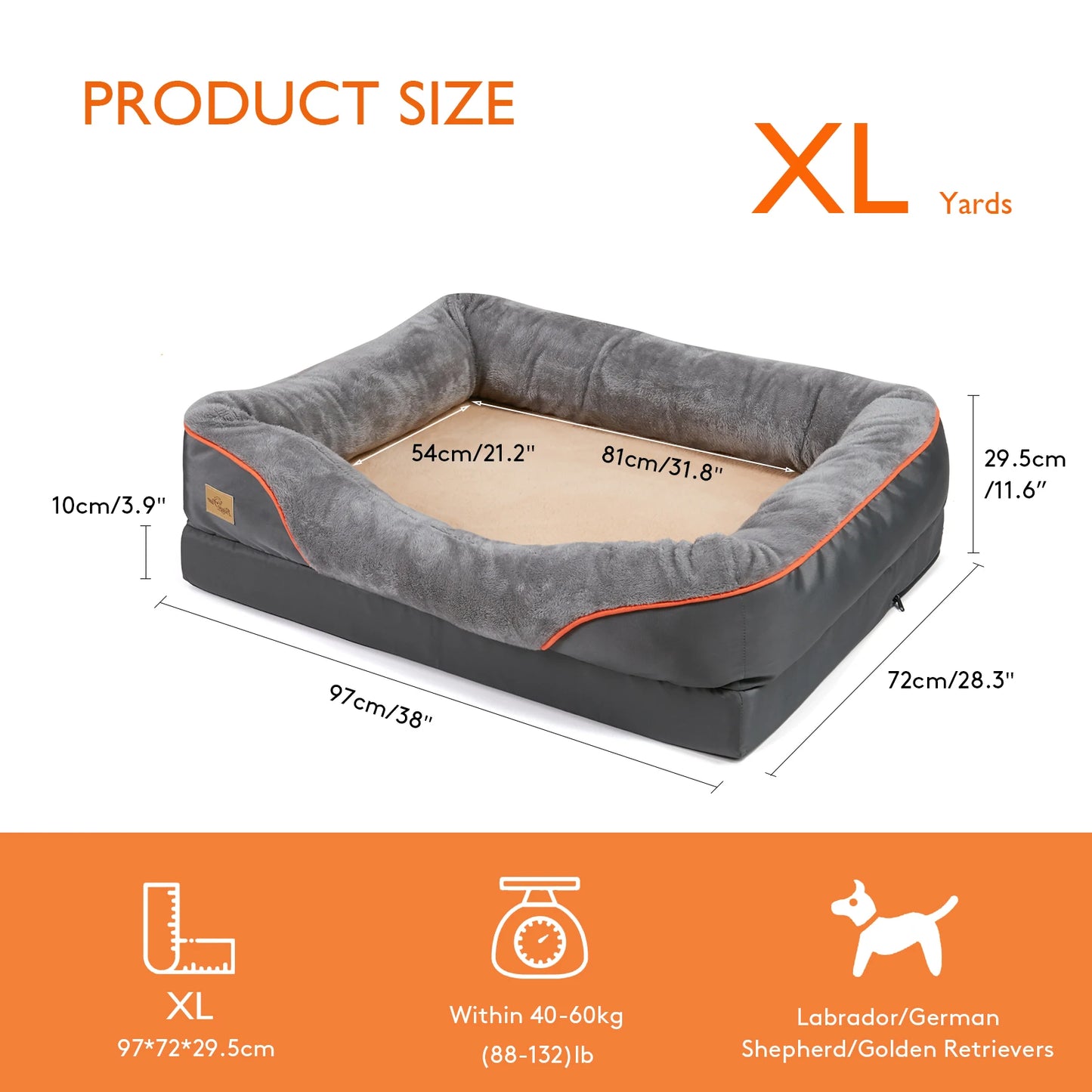 BINGOPAW Large Dog Bed With Anti Allergy Warm Fleece Removable Washable Cover
