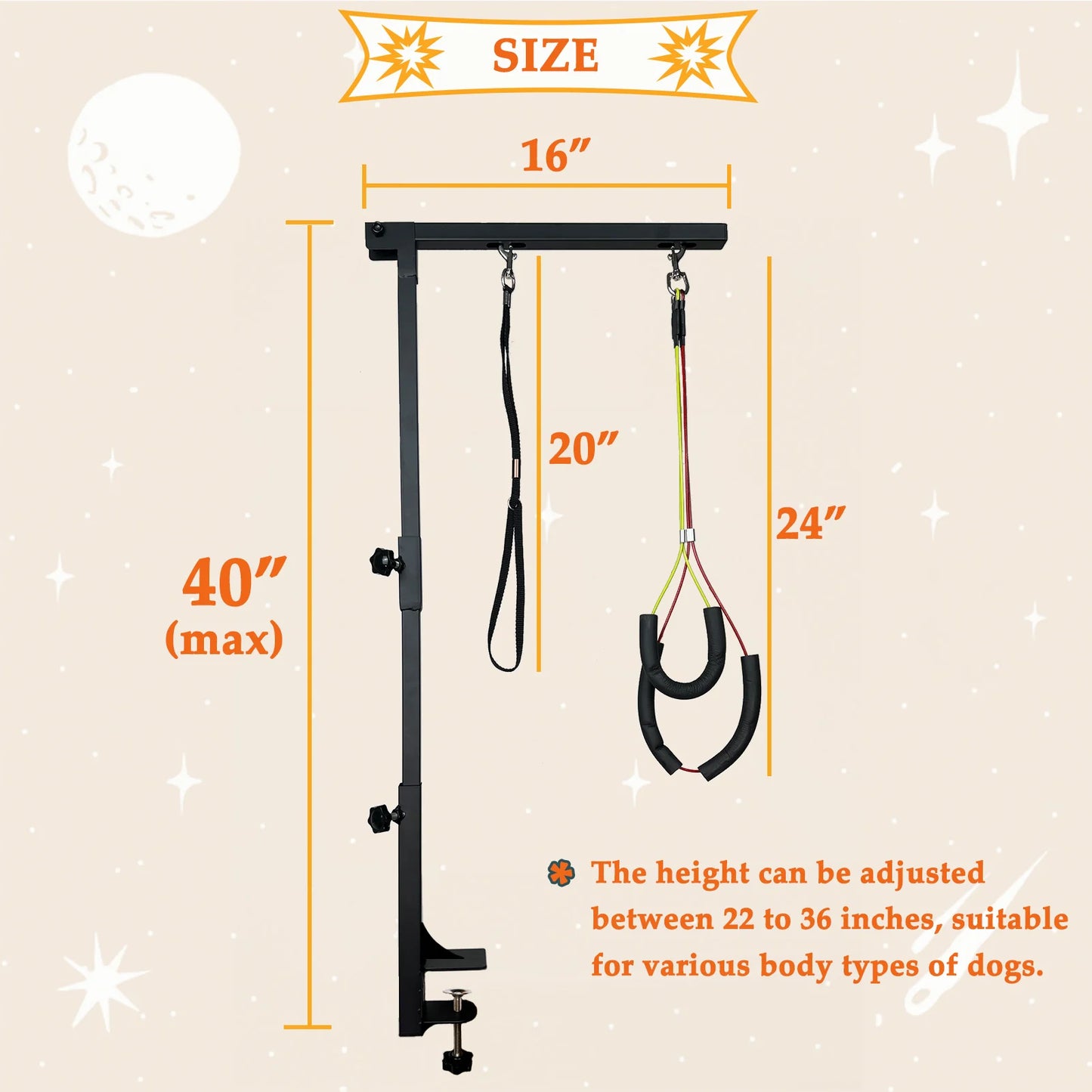 Adjustable Dog Grooming Arm With Haunch Holders For Small Dogs
