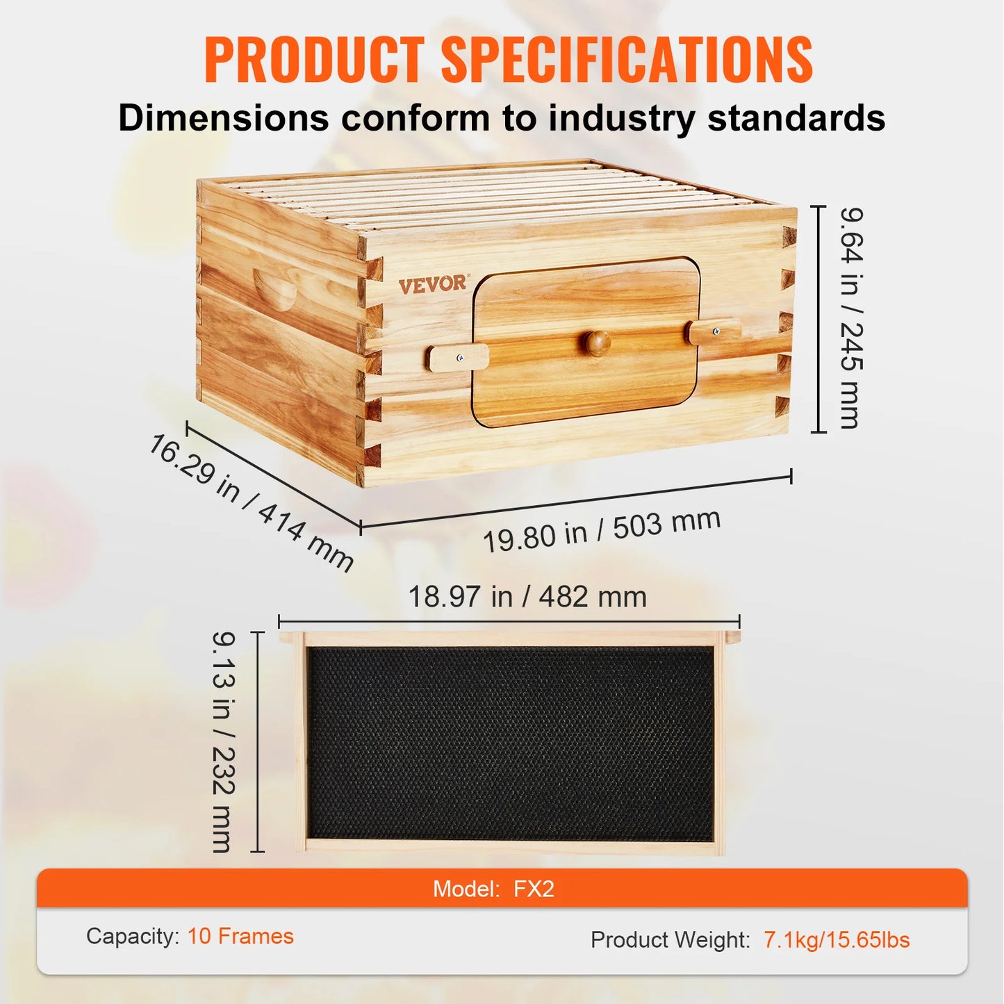 SucceBuy Natural Cedar Beehive Starter Kit With Acrylic Windows