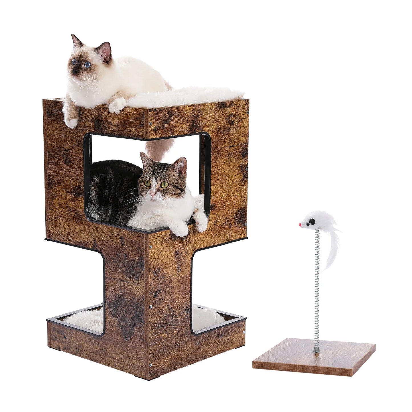 Pawz Road Wood Cat Condo Modern Tree With Scratcher
