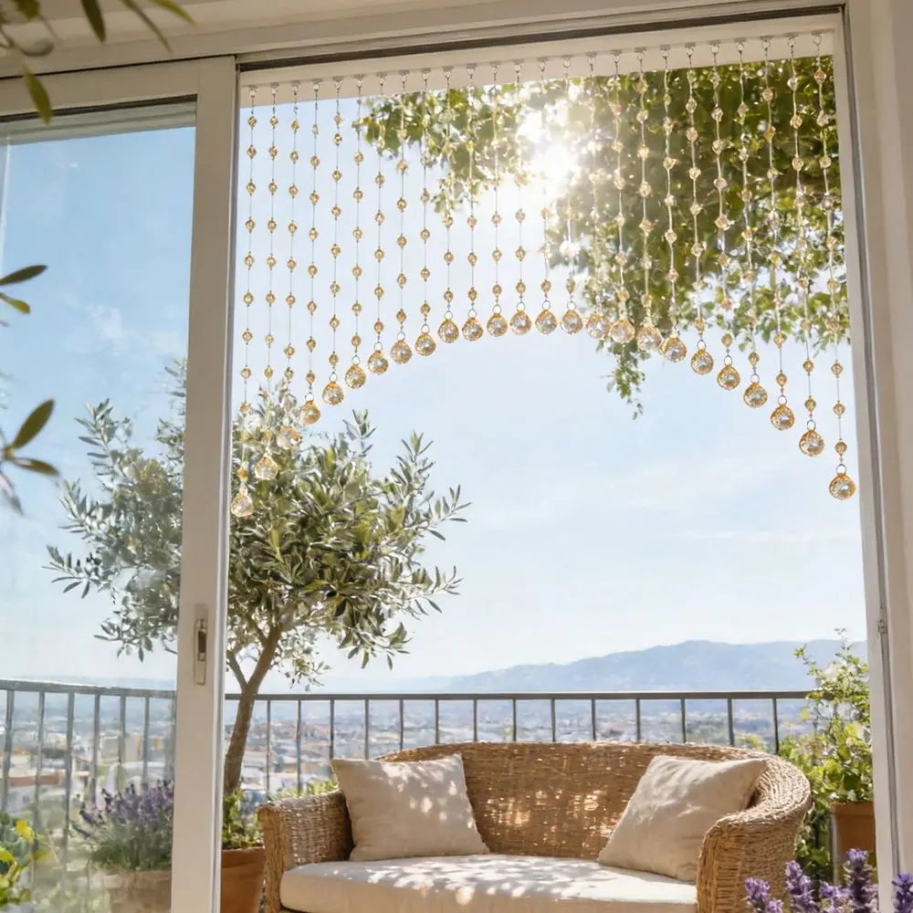 Crystal Beaded Door Curtain With Arch Beads Self Adhesive