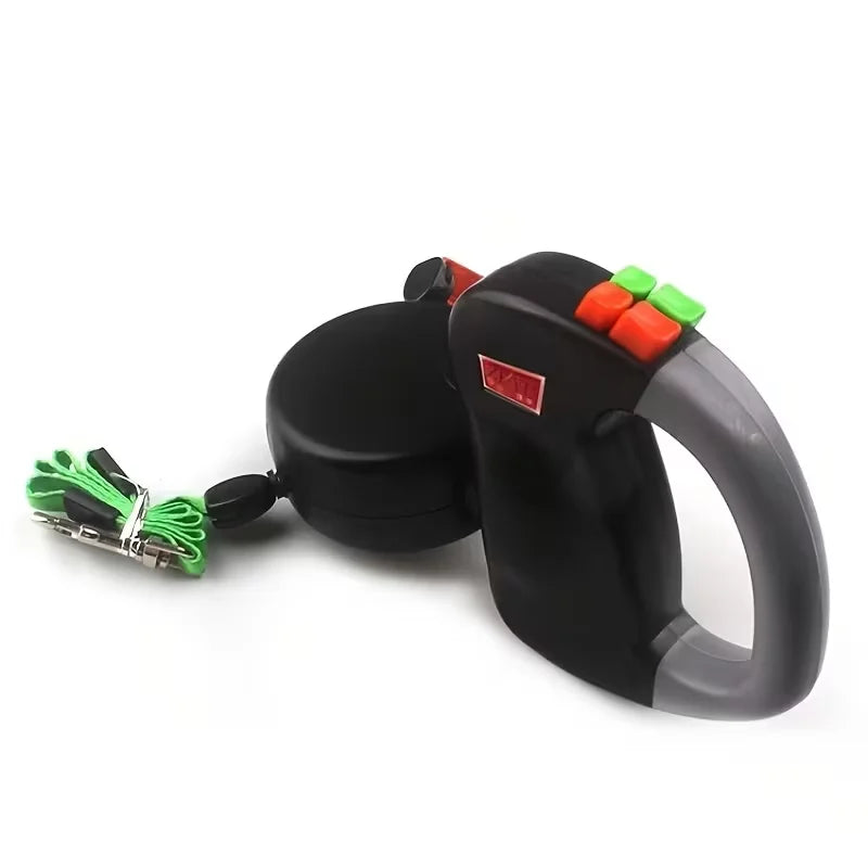 Self Retracting Dual Head Dog Leash With 360 Degree Lead