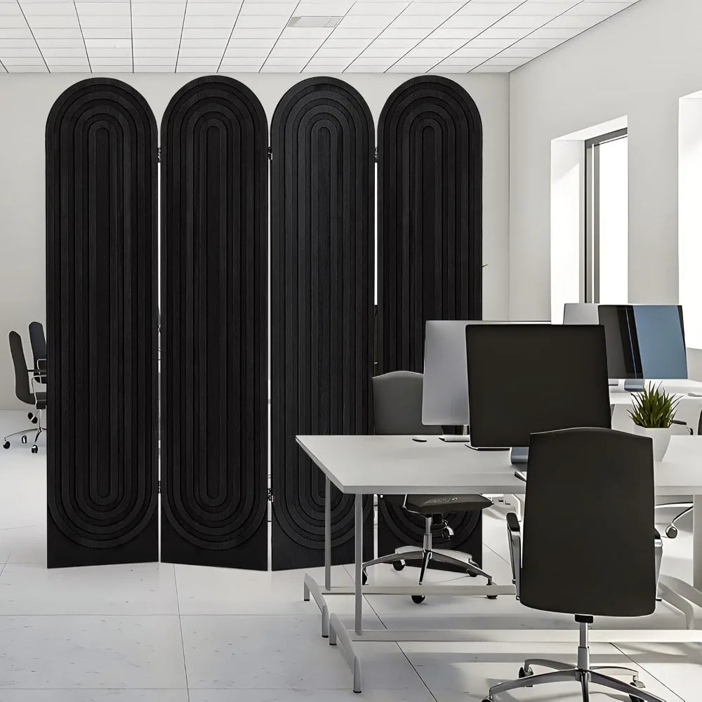 Arched Wood Room Divider Freestanding Privacy Screen for Home Office