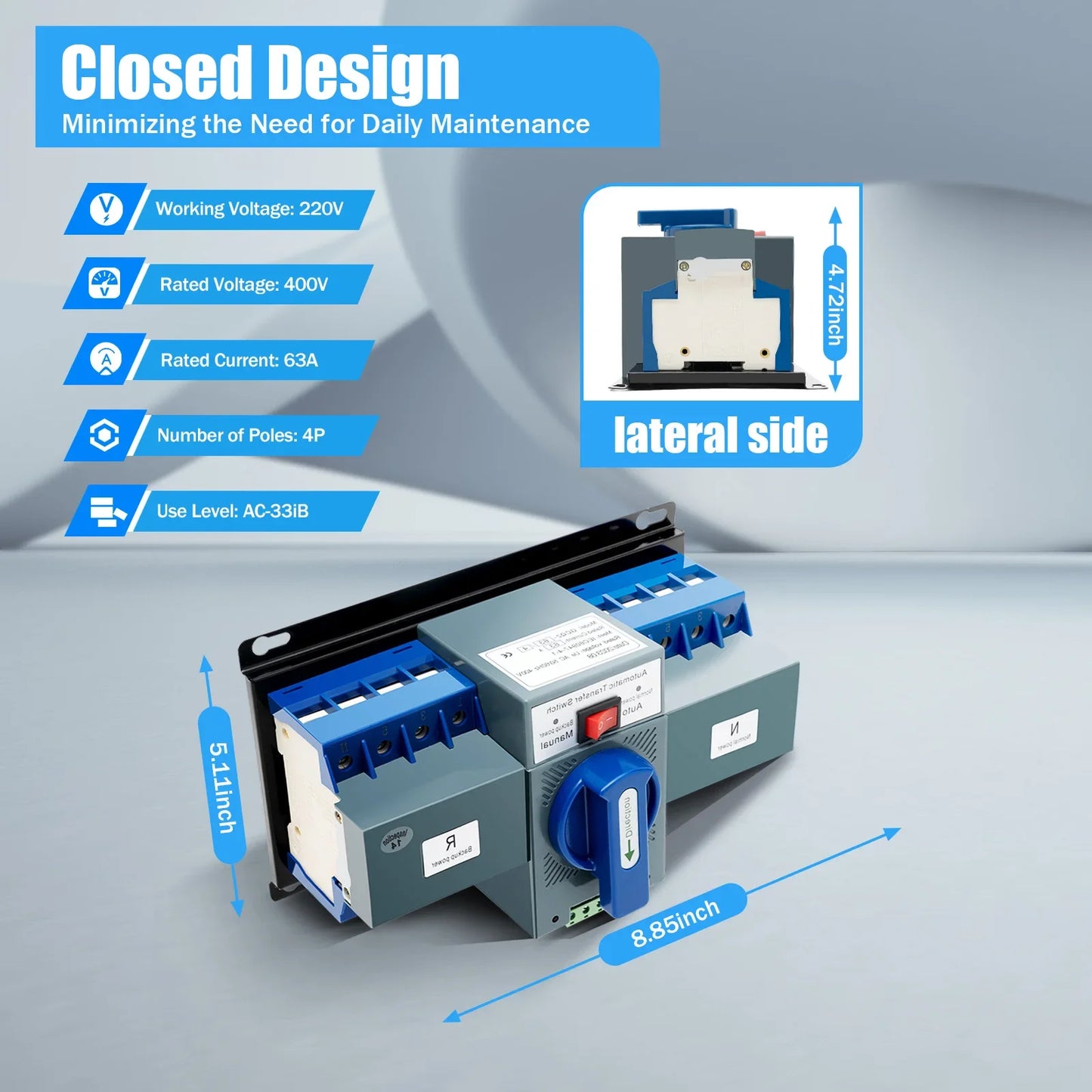 4P 63A Dual Power Automatic Transfer Switch for Generator