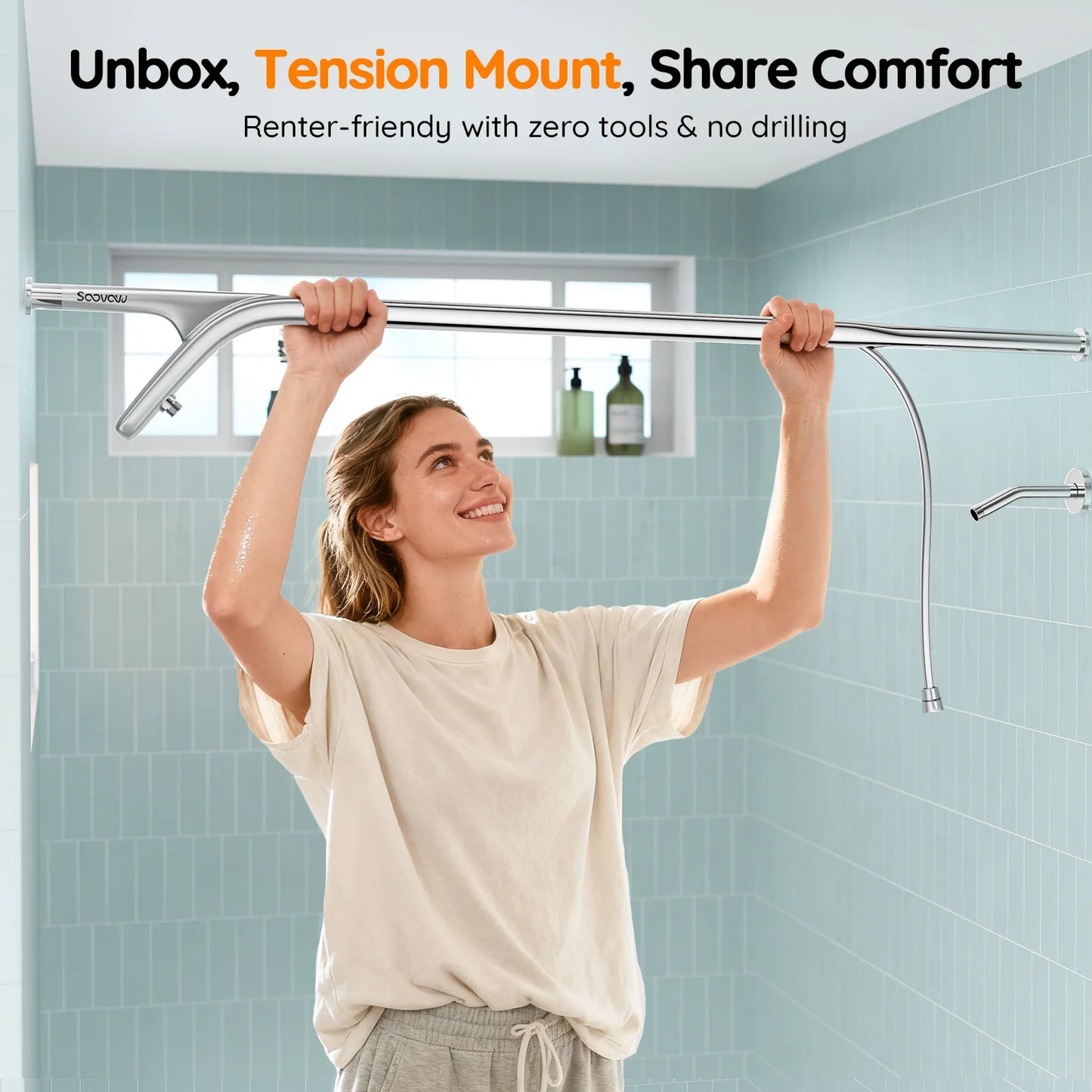 Stainless Steel Dual Shower Head System For Two People