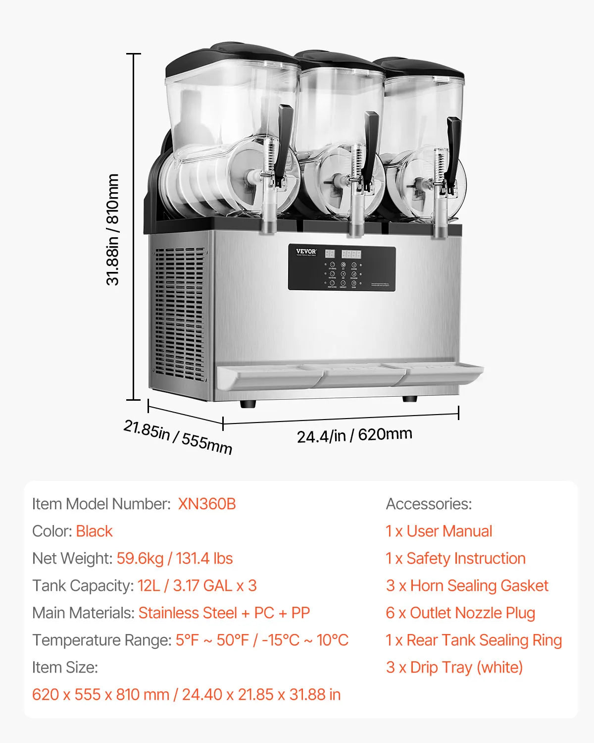 SucceBuy Commercial Slushy Machine With Stainless Steel Tanks For Margaritas