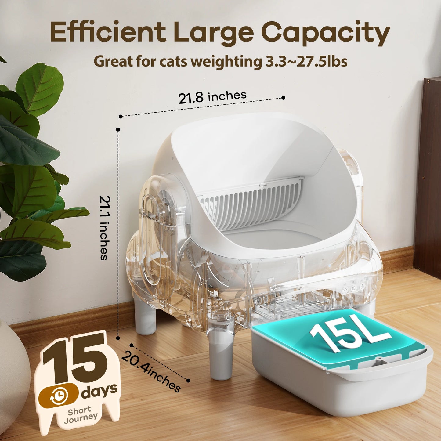 Cumrige Open-Top Self-Cleaning Cat Litter Box With App Control