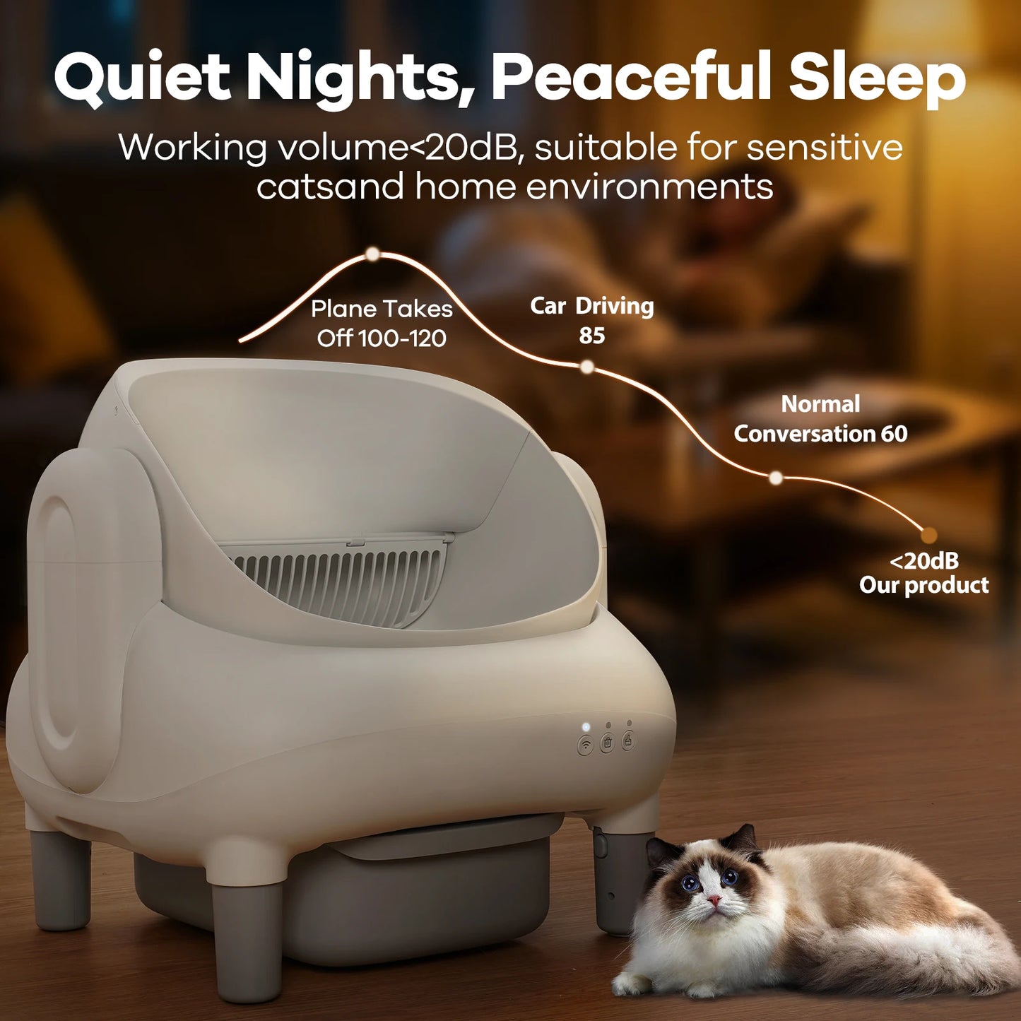 Cumrige Open-Top Self-Cleaning Cat Litter Box With App Control