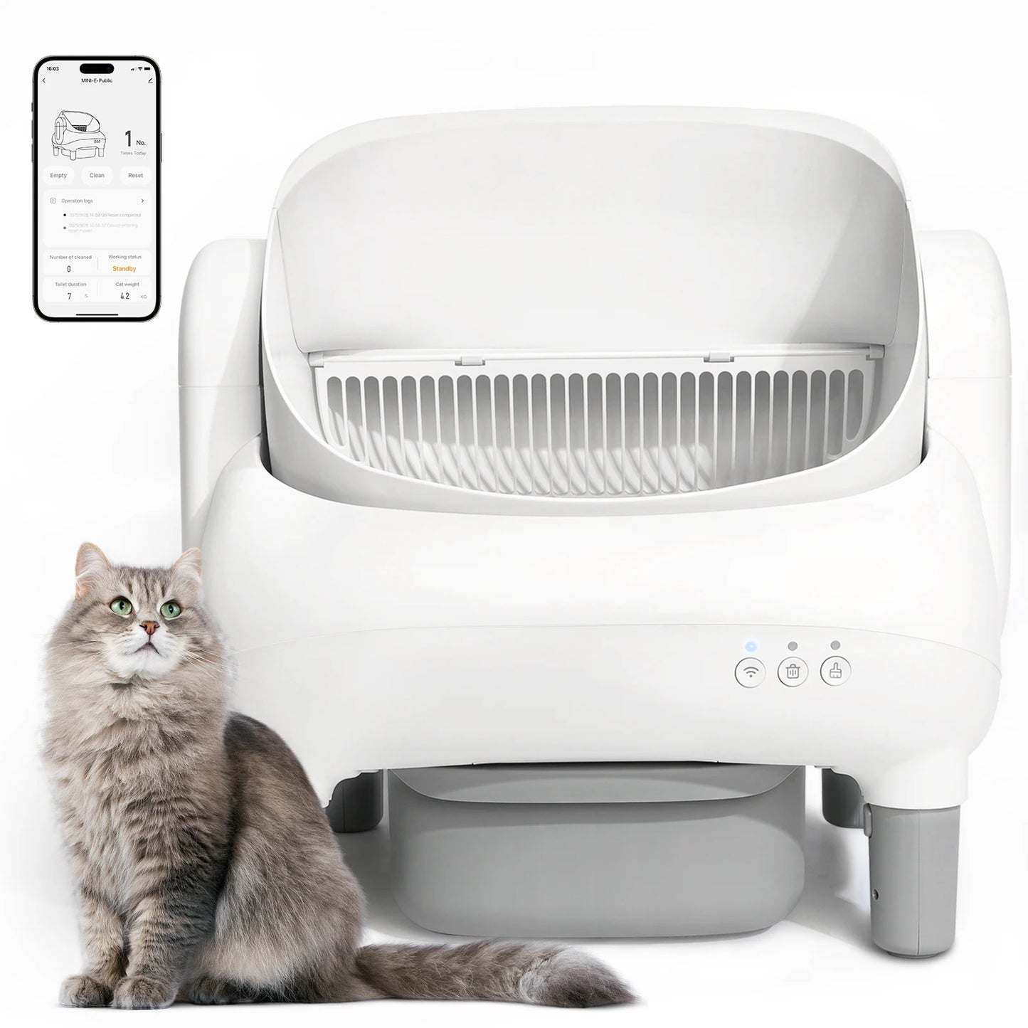 Cumrige Open-Top Self-Cleaning Cat Litter Box With App Control