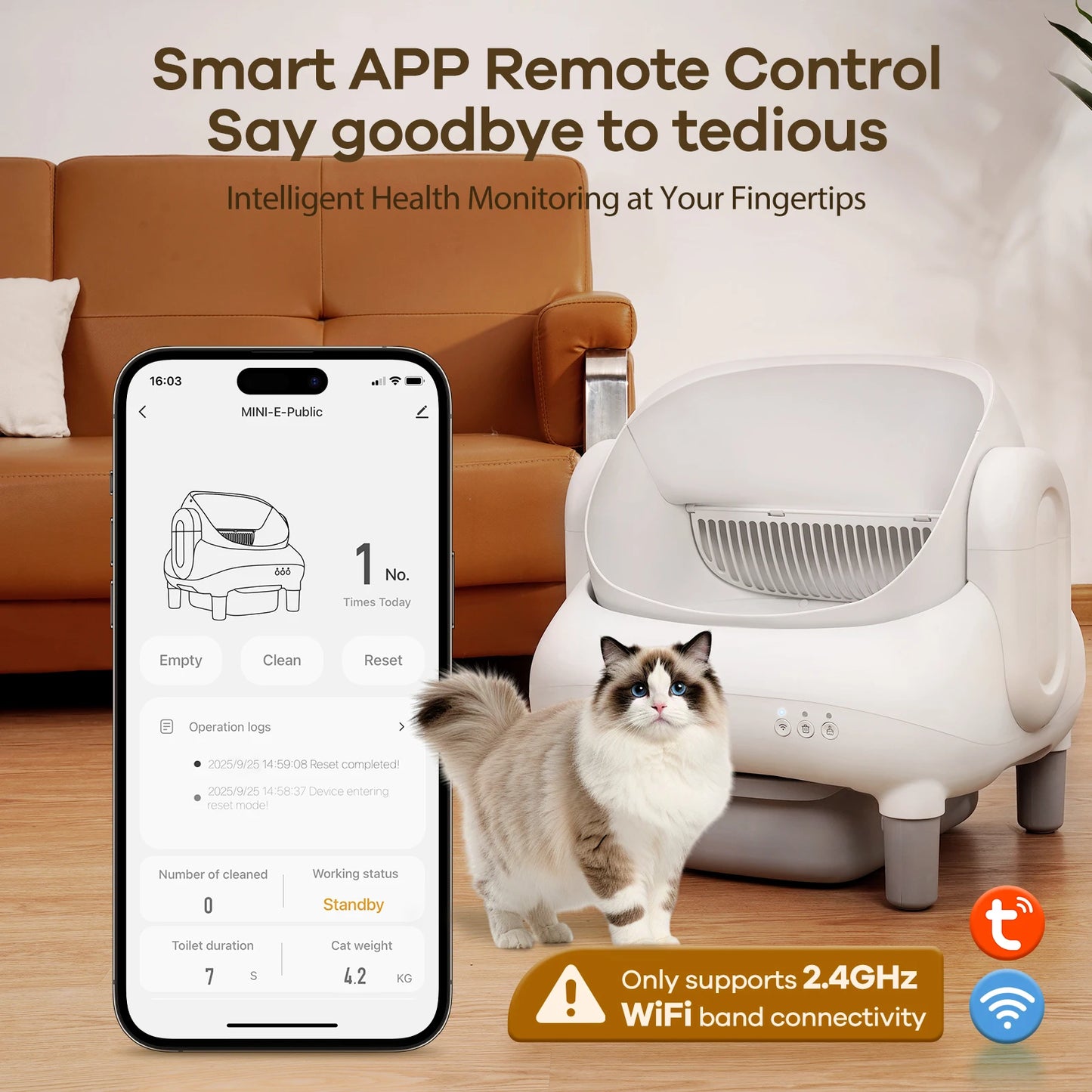Cumrige Open-Top Self-Cleaning Cat Litter Box With App Control