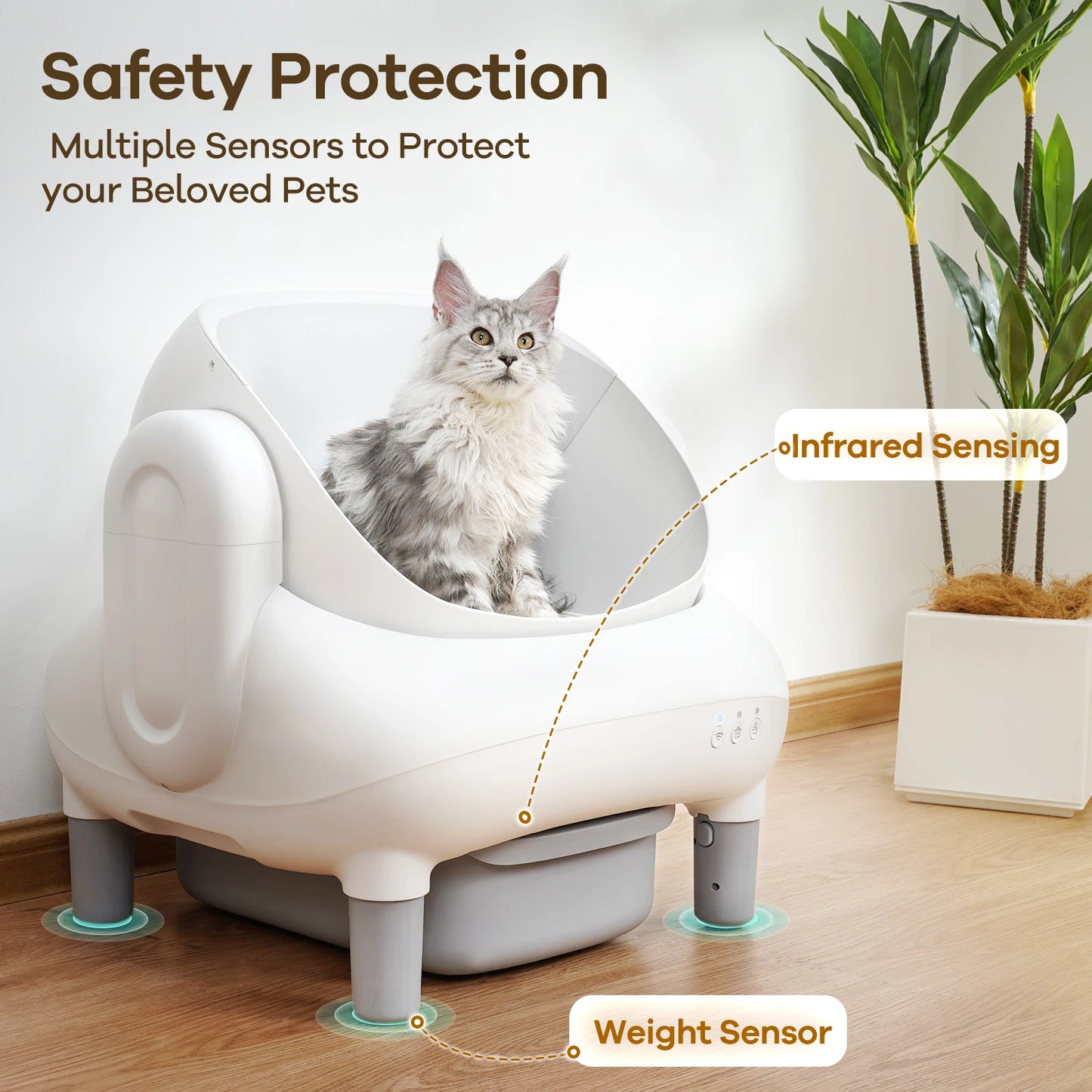 Cumrige Open-Top Self-Cleaning Cat Litter Box With App Control