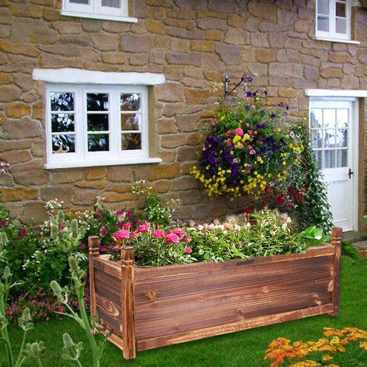 Raised Garden Bed Window Mounted Wood Planter Box For Planting