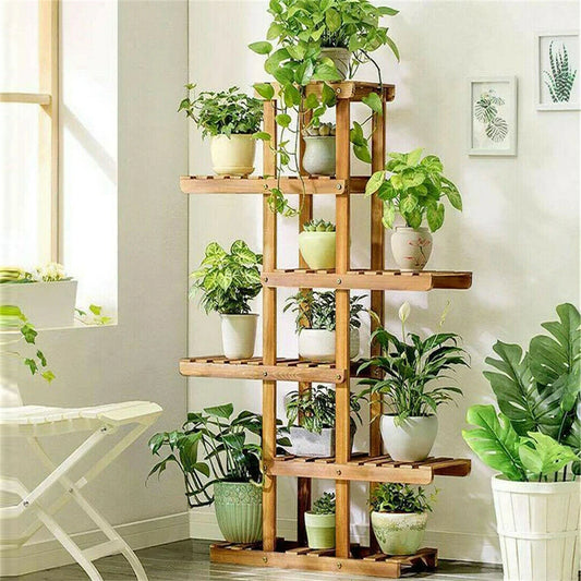 BINGOPAW 6 Tier Wooden Plant Stand Carbonized Display