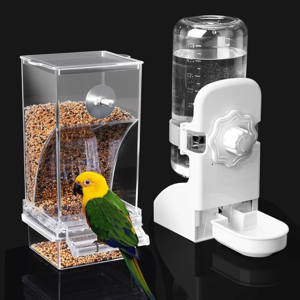 XIUWO No Mess Bird Feeder And Water Dispenser For Parakeets