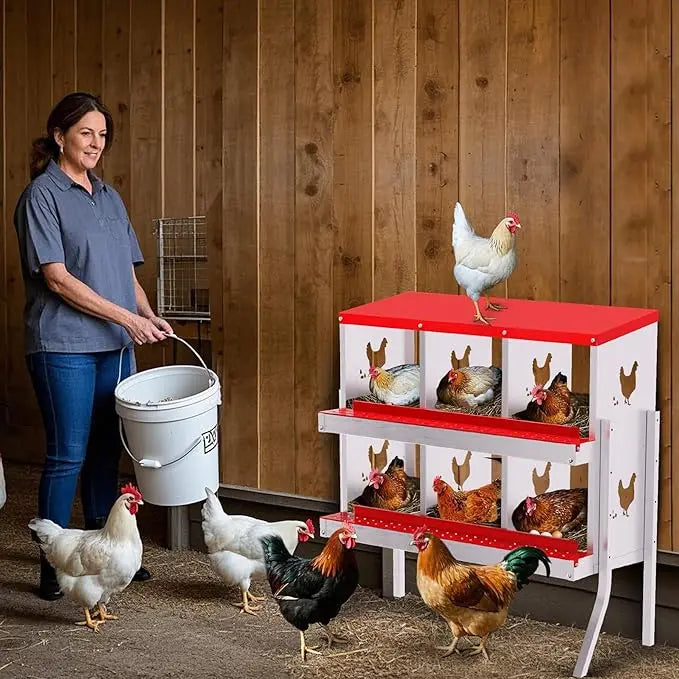 HiMISS 6-8 Holes Chicken Nest Box Metal Hen House Ventilated With Stand