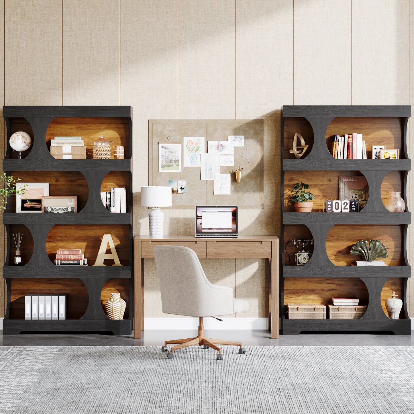 Tribesigns S Shaped Bookcase 4 Tier Wood Display Shelves