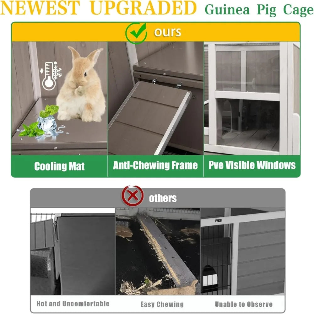 Three-Story Wooden Small Animal Cage With Stand And Ramps