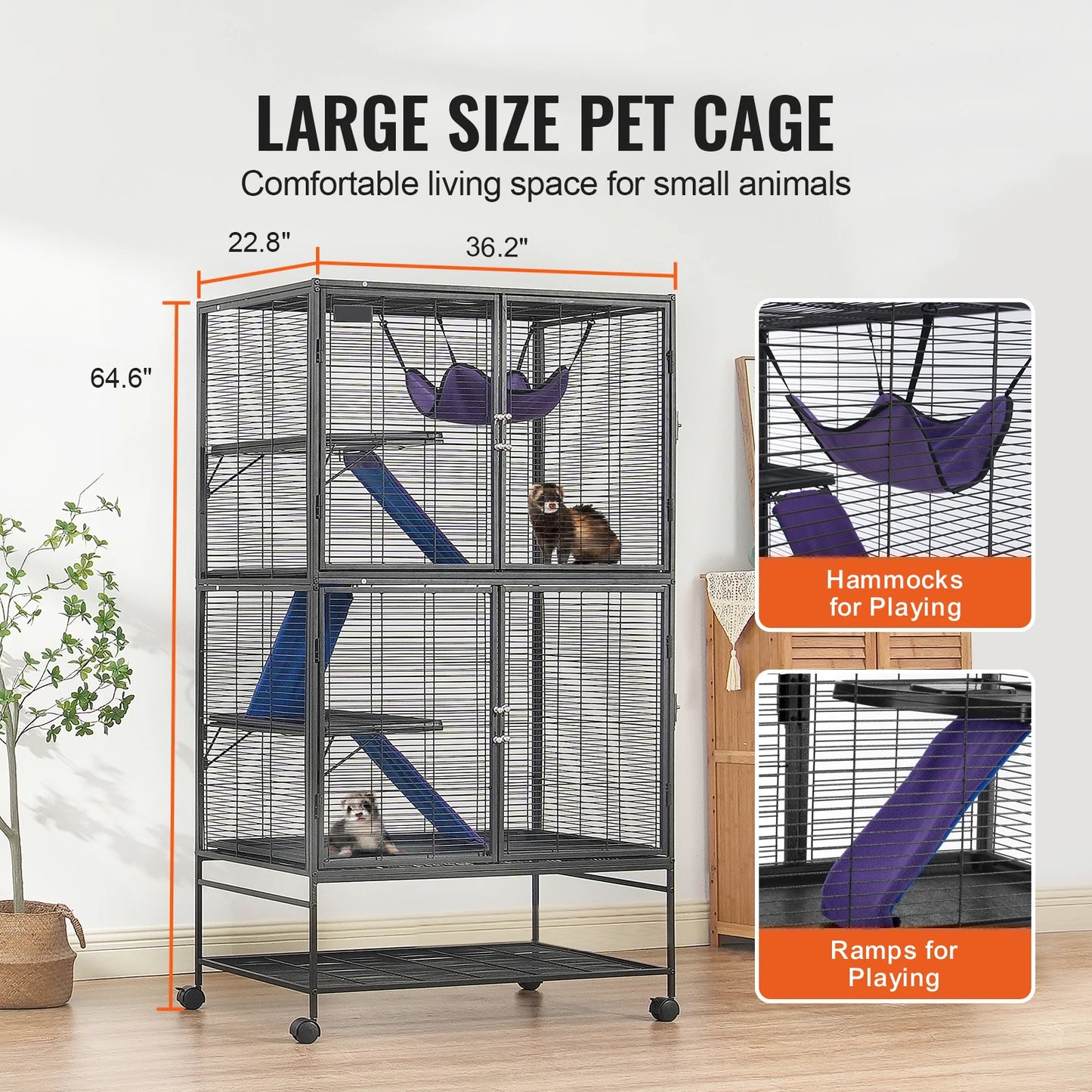 SucceBuy Rolling Metal Cage For Small Animals Four Tier