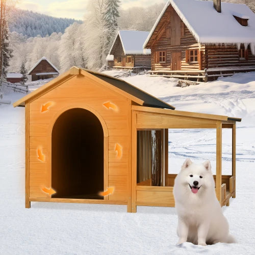 Natural Outdoor Insulated Dog House For Medium And Large Dogs
