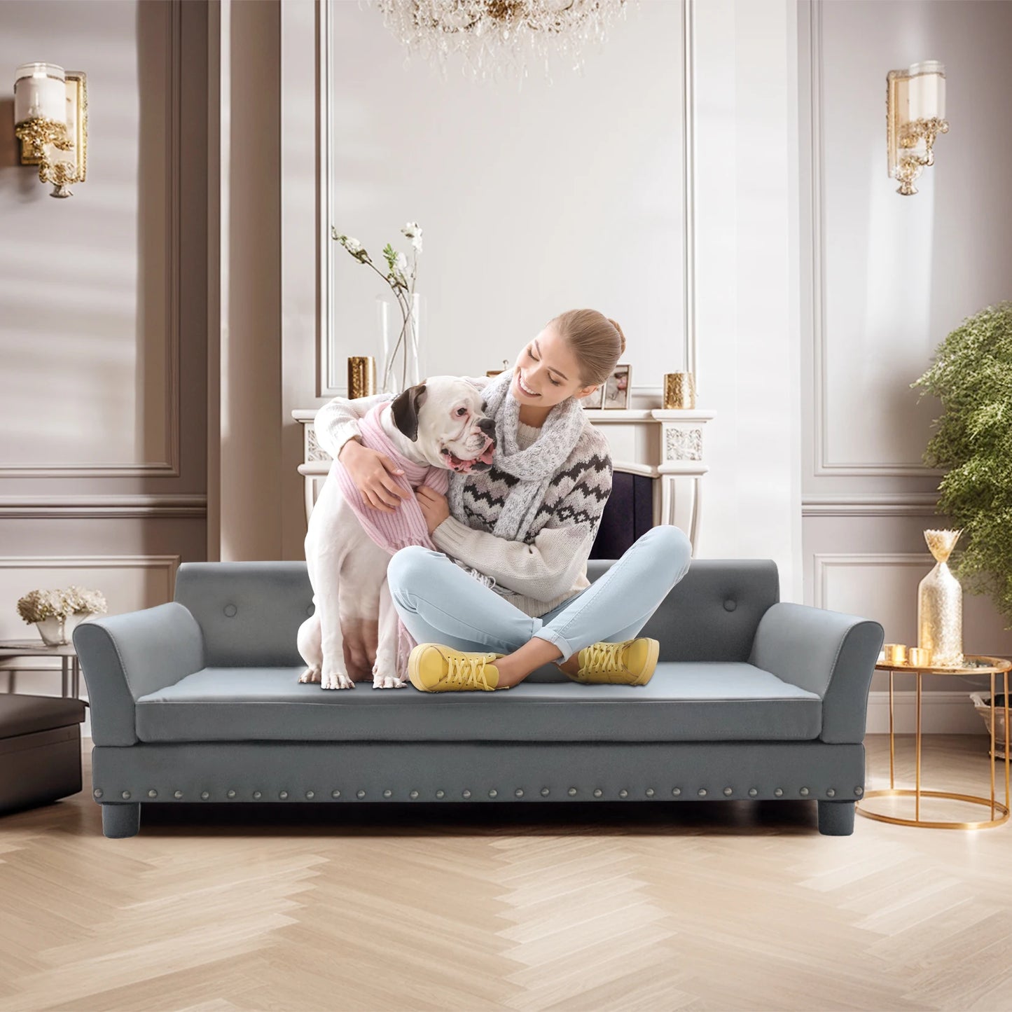 BINGOPAW Rectangle Elevated Dog Sofa Bed Waterproof
