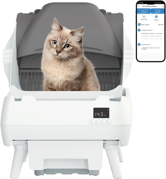 Automatic Cat Litter Box Self Cleaning With App Control And Smart Health Monitor