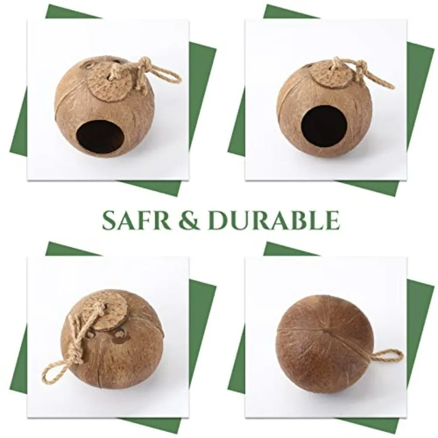 Coconut Bird Nest Hut Hanging Bird House 3 Pack Vines