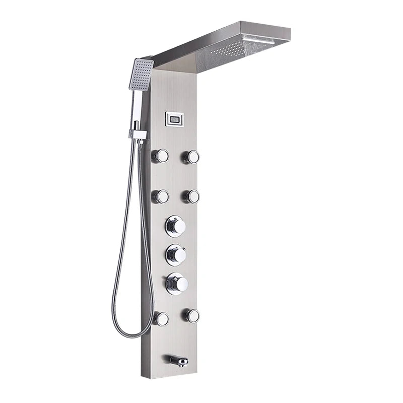 Luxury LED Shower Panel SPA Massage Jet Shower Faucet Bathroom Waterfall Rain Shower Column System Faucet Bathoom