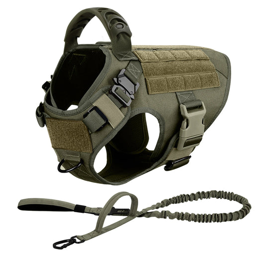 Tactical Dog Harness Leash Set For Large Dogs Military Training Vest No Pull