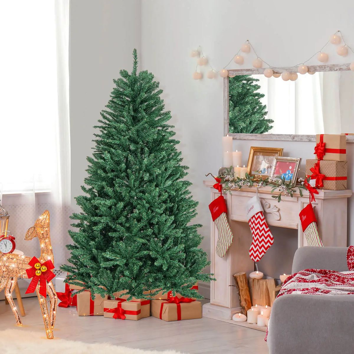 LIFEZEAL Artificial Christmas Tree With Lush Full Fir Branches