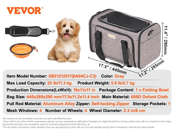 Breathable Cat Carrier Backpack With Wheels Telescopic Handle For Travel