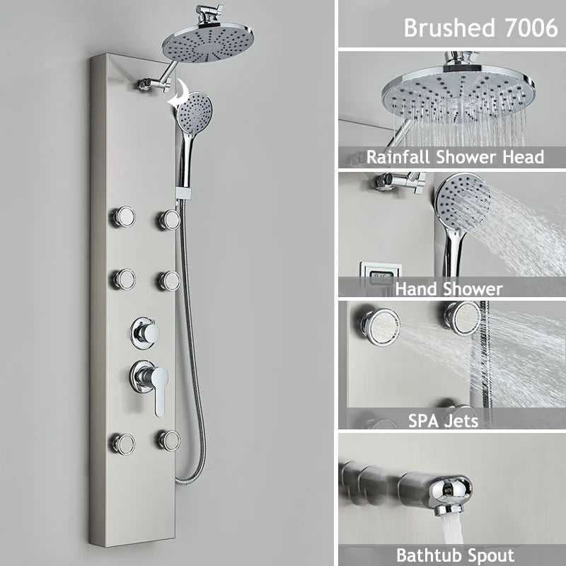 Luxury LED Shower Panel SPA Massage Jet Shower Faucet Bathroom Waterfall Rain Shower Column System Faucet Bathoom