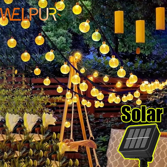 WELPUR Solar Bubble Ball String Lights With 8 Modes