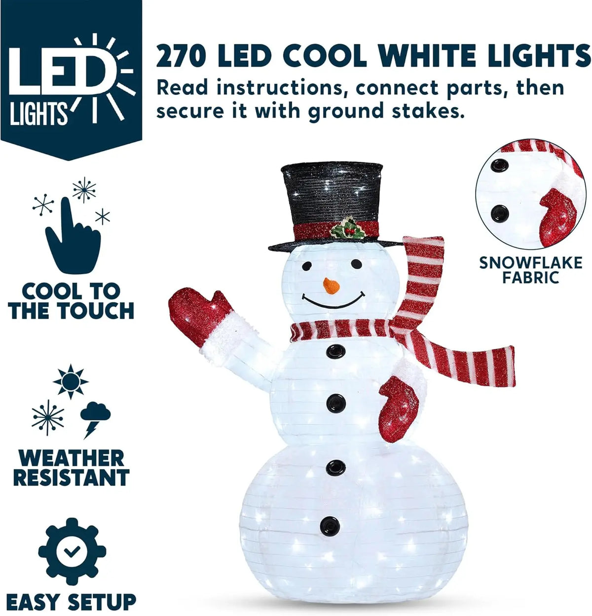 Joyfy 3 Piece 270 Led Christmas Snowman Yard Garden Lighting