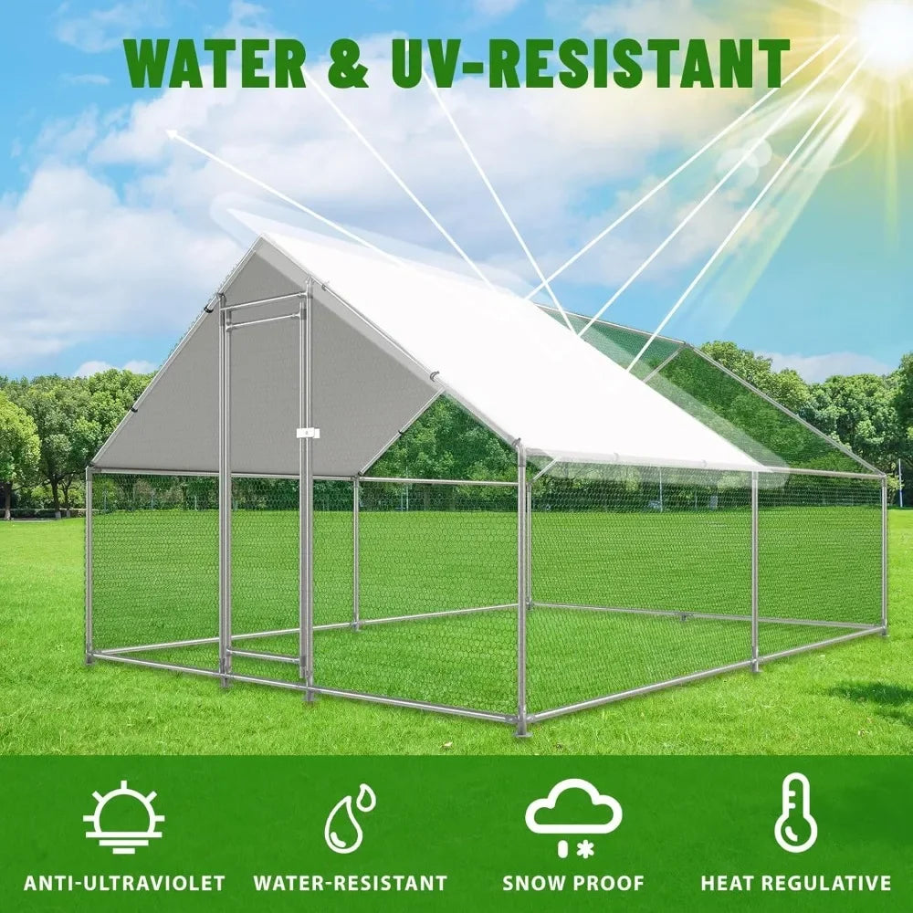 Walk-In Metal Chicken Coop With Waterproof UV Cover
