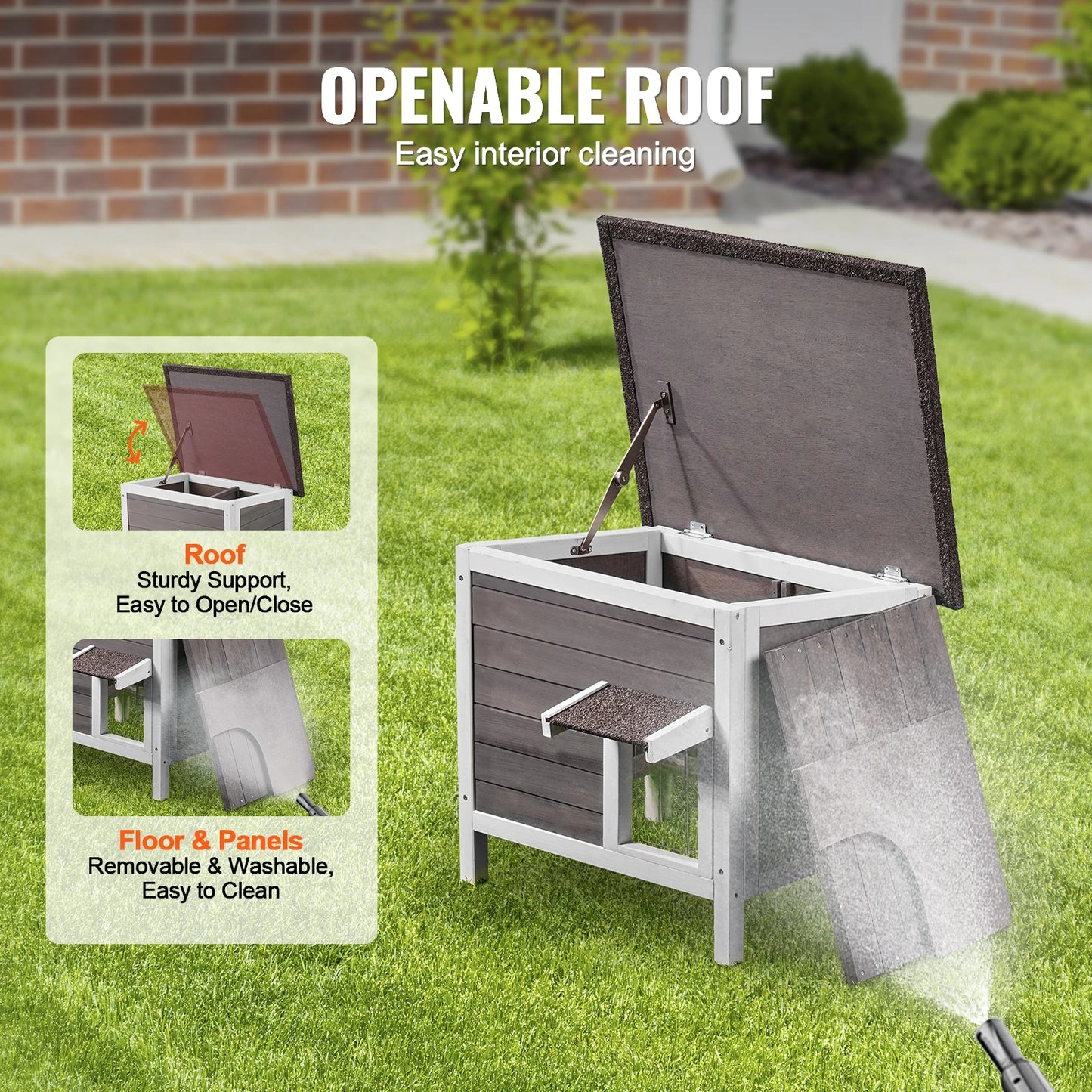 SucceBuy Outdoor Cat House Weatherproof Shelter With Foam Insulation