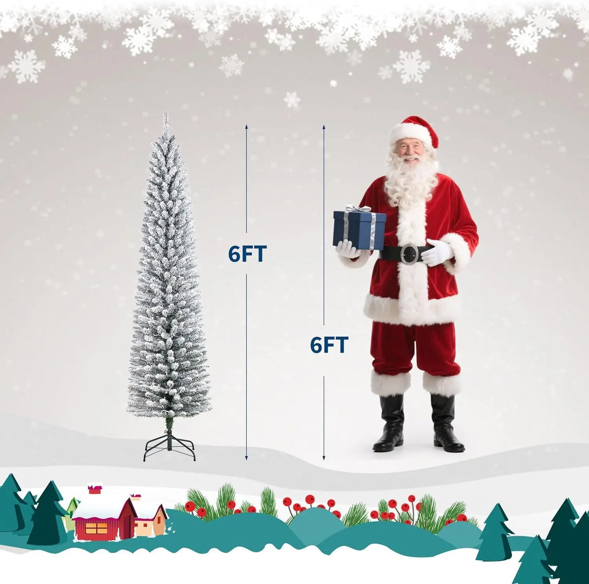 Pre Lit Slim Artificial Christmas Tree With Built In Lights