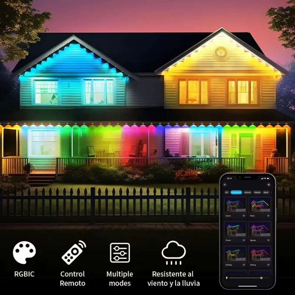 Mimirgb Waterproof Led Eave String Lights With Remote App Control
